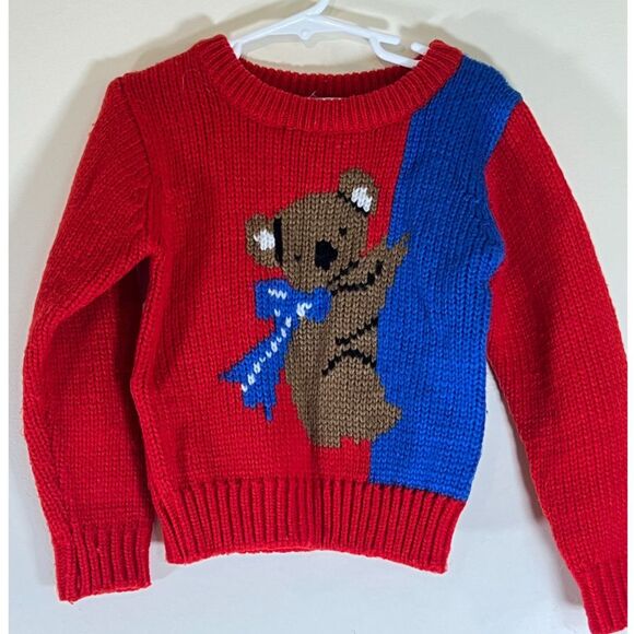 Vintage Children's Sweater - Red & Blue Koala Bear (3T-4T) - Picture 1 of 9